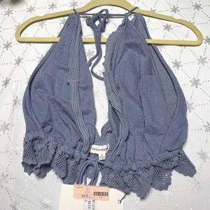 DANCE & MARVEL Blue Ruffle Top Small